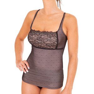 FIT Shapewear Soft Camisole w/Lace Sz L Black/Tan